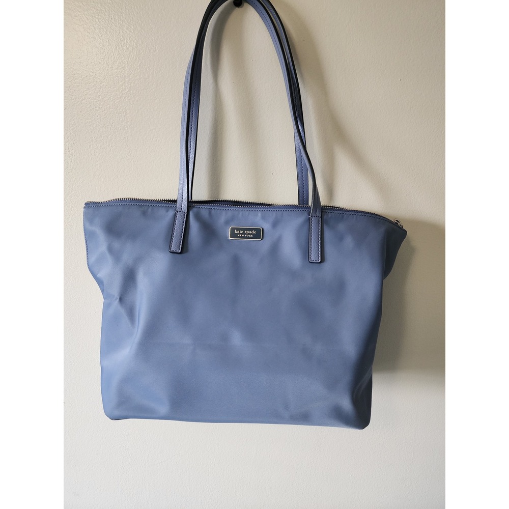 Kate Spade New York Blue Nylon Zip Top Tote Shoulder Bag
